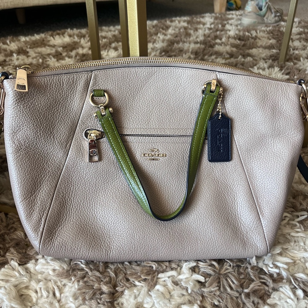 Coach Taupe and Olive Shoulder Bag